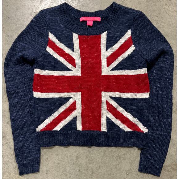 Rebellious. One British Flag Y2K Size Small Long Sleeve Knit Women's Crewneck - Picture 1 of 7